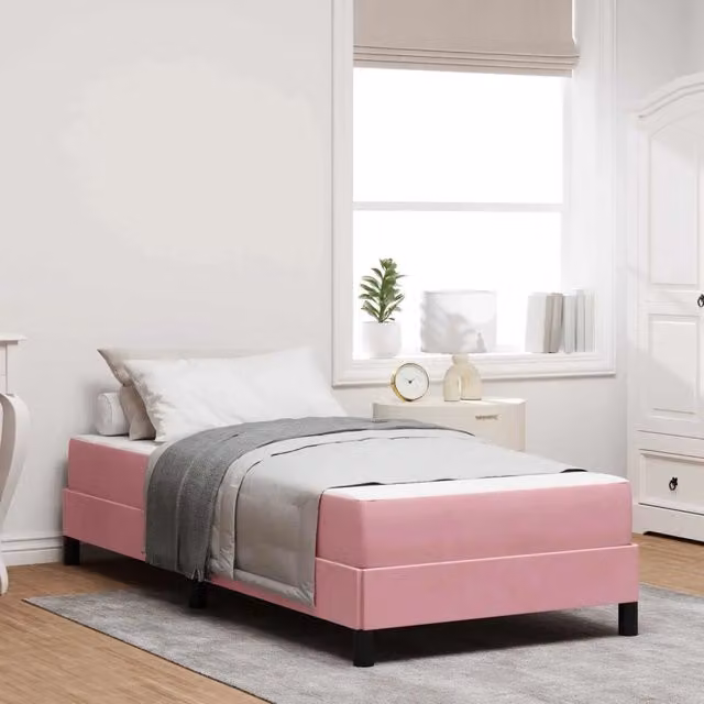 Letto a molle con materasso-Struttura Letto con Materasso Rosa 80 x 200 cm Tessuto