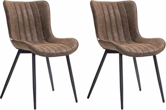 Sedia da pranzo moderna Minimal imbottita in ecopelle marrone