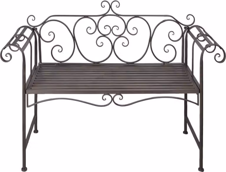 Panchina da Giardino 132 cm in Acciaio Stile Anticato Marrone