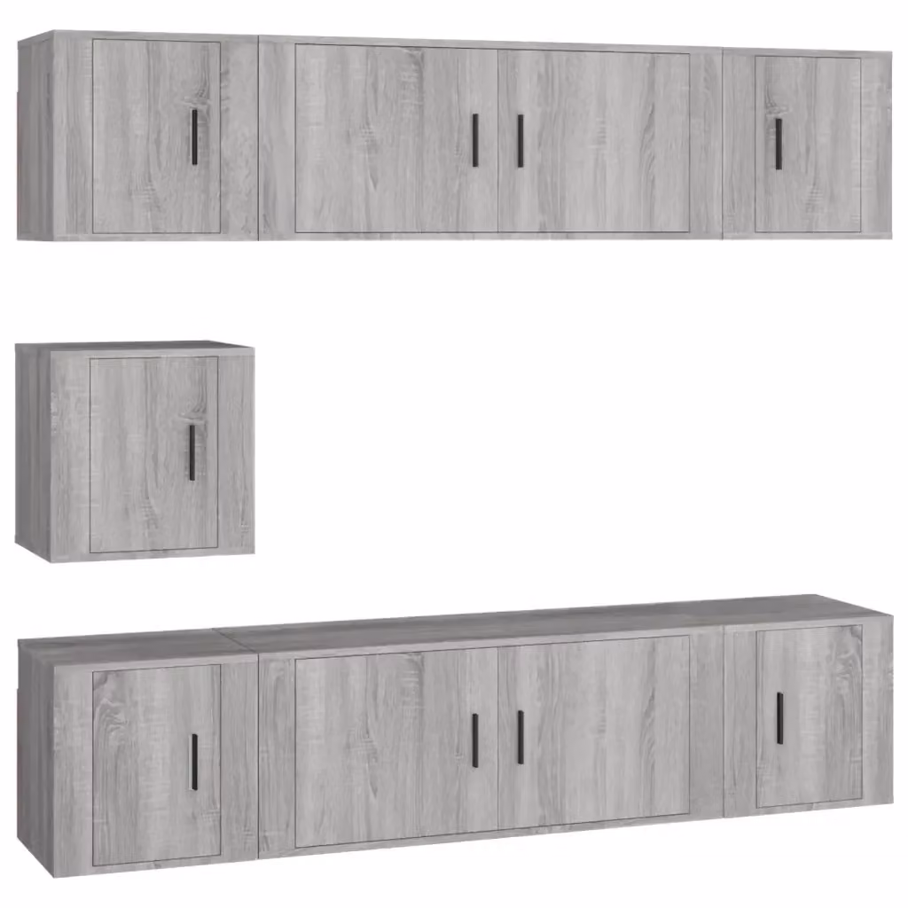 Set di mobili porta TV da soggiorno vidaXL in legno multistrato, 7 pezzi, Grigio opaco – 2