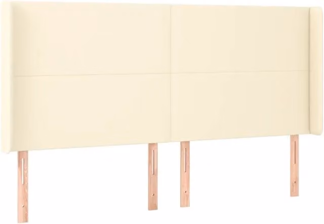 Testata ad orecchio in similpelle beige L: 163 cm, P: 16 cm, H: 118/128 cm