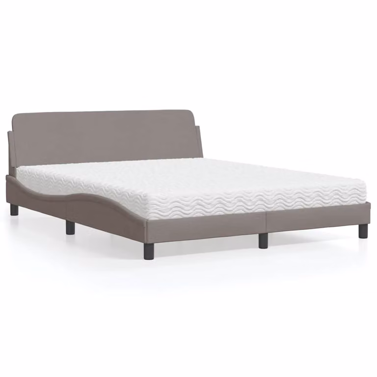 Letto con Materasso Dover vidaXL in Tessuto Tortora L 160 x P 200 cm