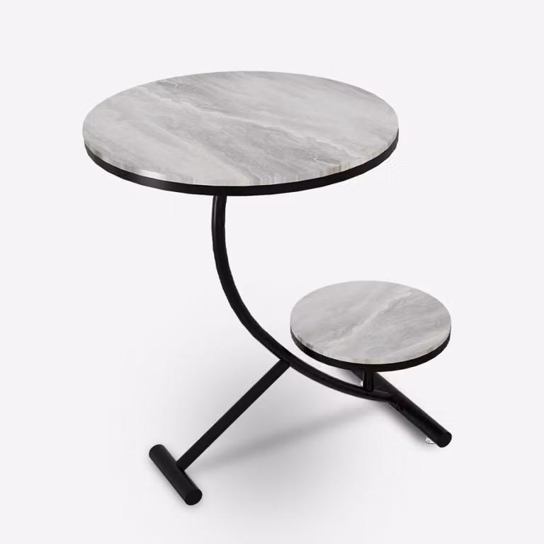 Elegante tavolino con 2 basi rotonde in marmo 45x50cm Marpes L - Grigio