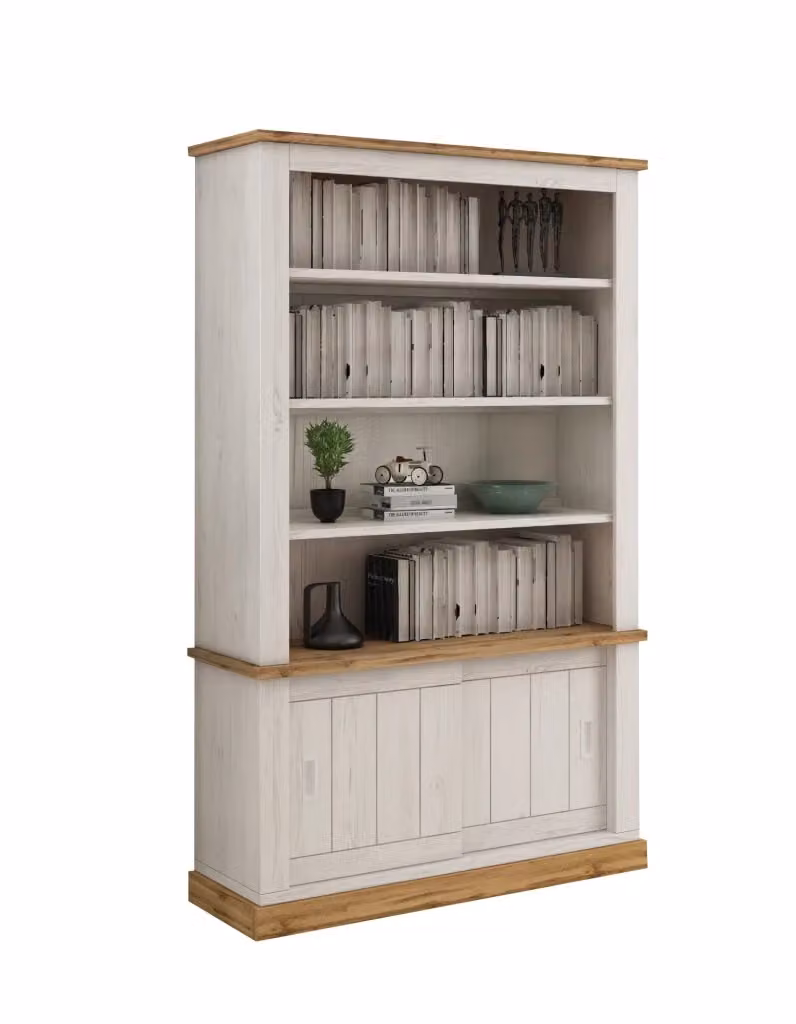 Libreria Evandro DMORA con 3 Ripiani, Design Moderno, Bianco Opaco, L 122 cm x P 40 cm x H 203 cm – 2