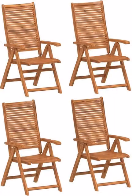 Sedie Giardino Reclinabili 4 pz | Sedie da Esterno 56x72x107 Legno Massello Acacia