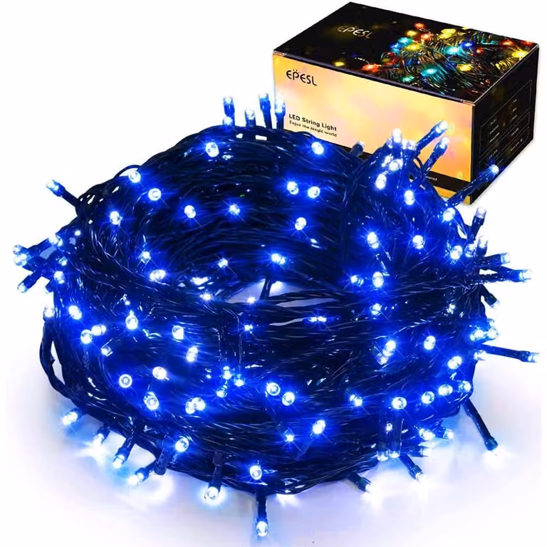 Catena luminosa con 320 LED, lunghezza 35 metri, 8 modalità, funzione di memorizzazione, colore blu