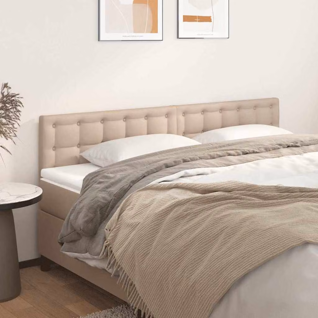 Testiera per letto imbottita vidaXL in similpelle color cappuccino, L: 200 cm, P: 5 cm, H: 78-88 cm