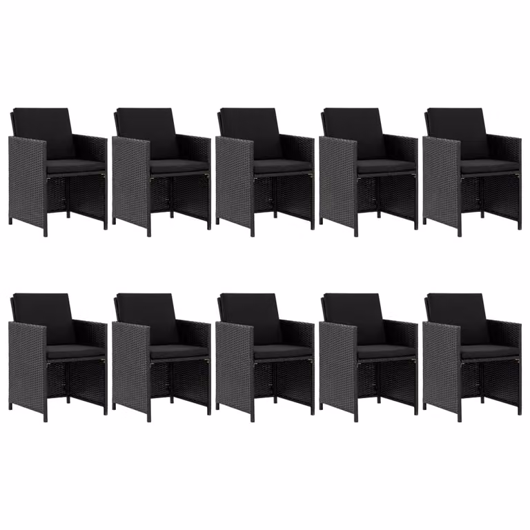 vidaXL set da pranzo da giardino a 11 pezzi con cuscini in poly rattan nero