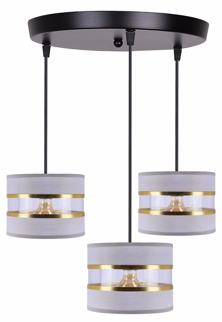 Lampada moderna a sospensione PANDY - 3xE27, 40W, nero / oro / grigio