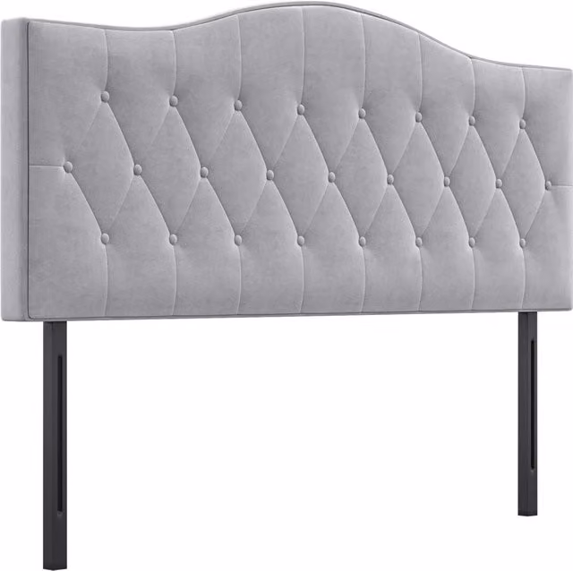 Testiera letto imbottita in velluto grigio ¨C Xylo ¨C 185x134 cm