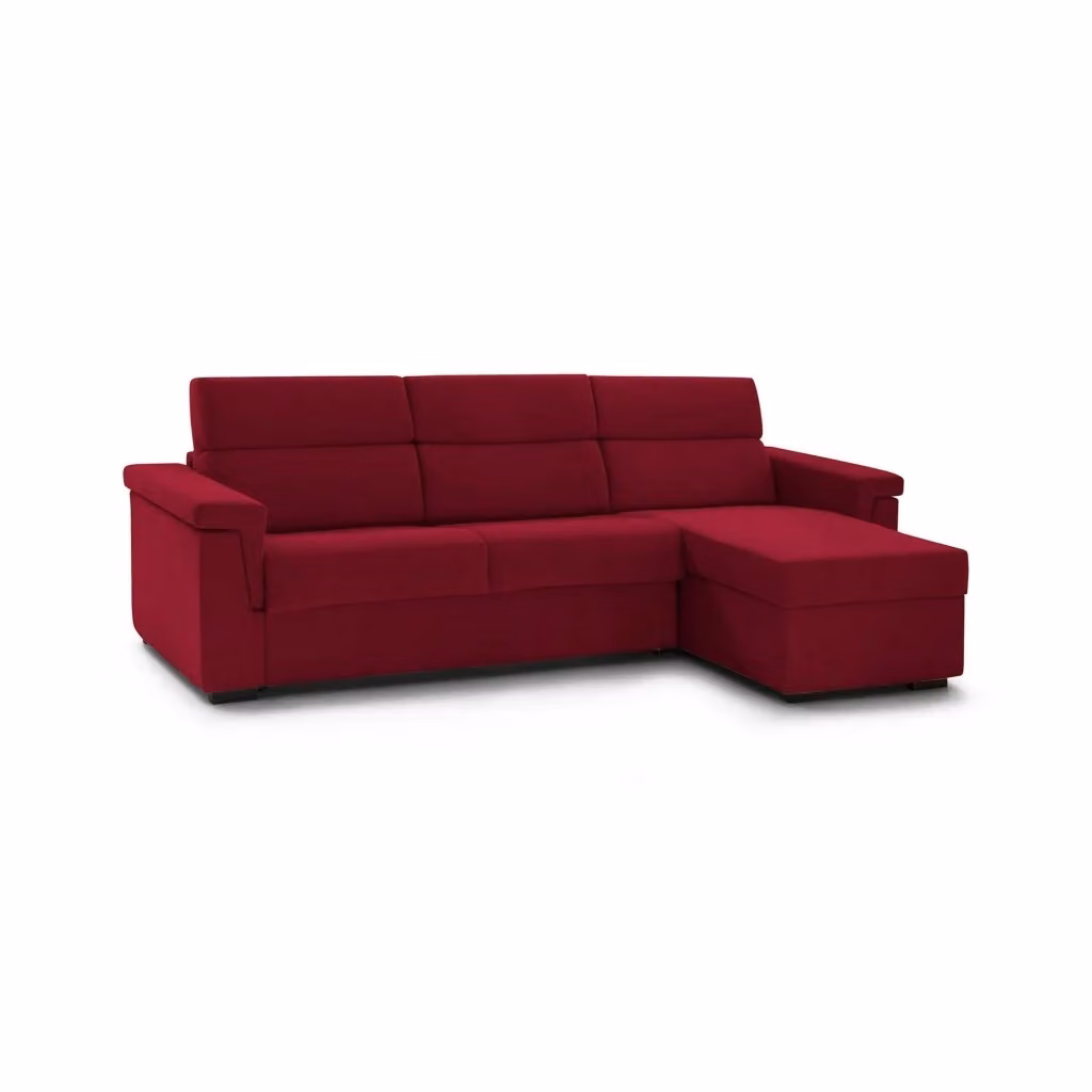Divano angolare DMORA Cintano rosso con penisola reversibile e coperture sfoderabili Made in Italy L/P: 285 x 160 cm – 2