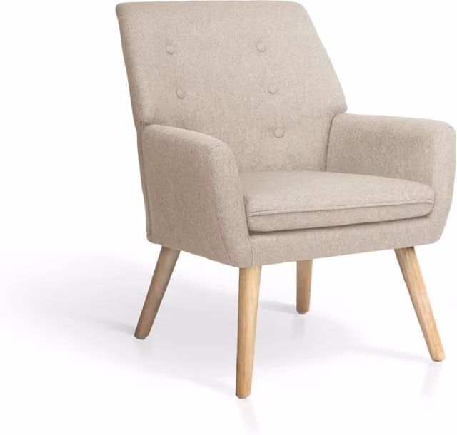 Poltrona Hispanohogar tessuto sabbia con gambe Hispanohogar legno 81x64x69