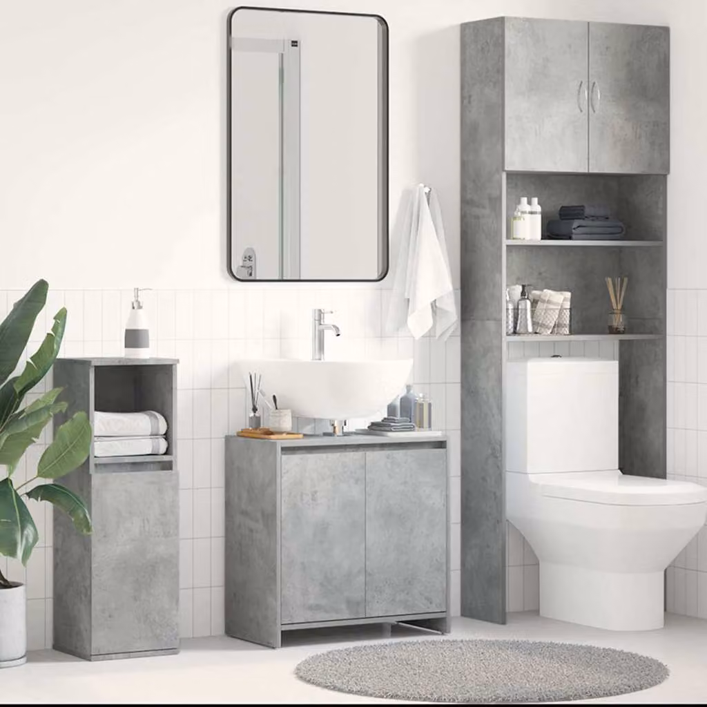 Mobile da bagno moderno vidaXL in legno MDF grigio opaco, L 60 x P 33 x H 60 cm