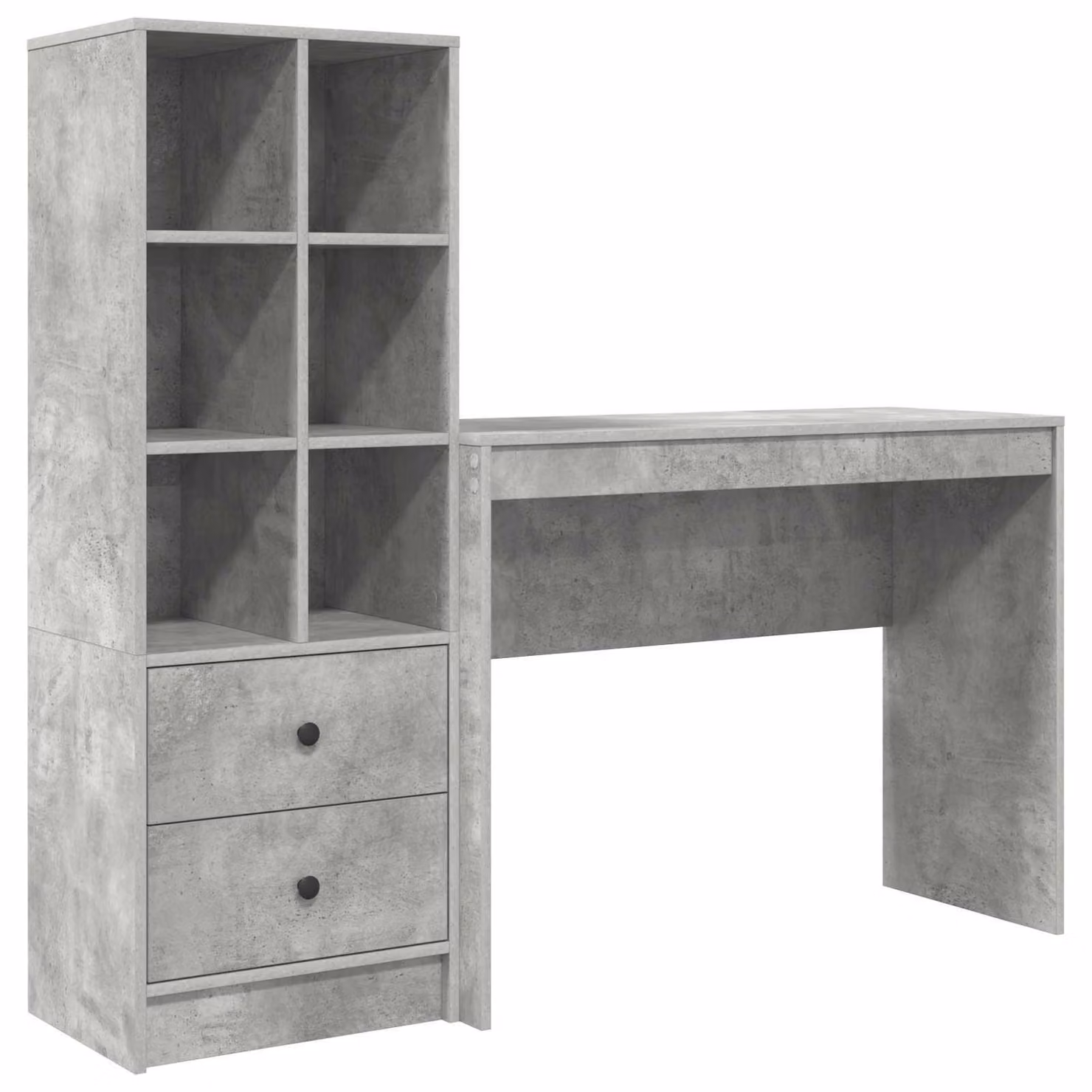 Scrivania con cassetto con lo scaffale 2 pcs Grigio cemento