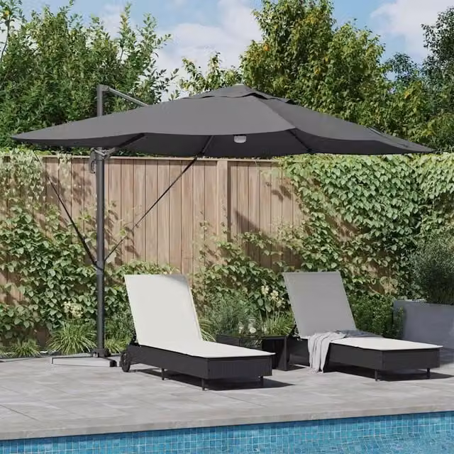 Ombrellone-Ombrello da giardino Antracite 351 x 250 x 253 cm Poliestere e Alluminio