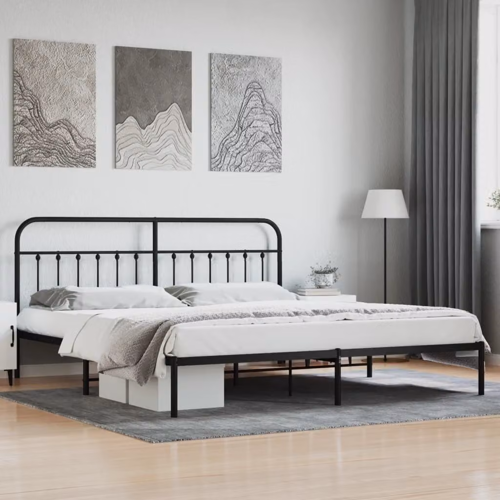 vidaXL Struttura letto con testiera in metallo nero 193x203 cm - Struttura letto - Cornici letto - Struttura letto - Letto