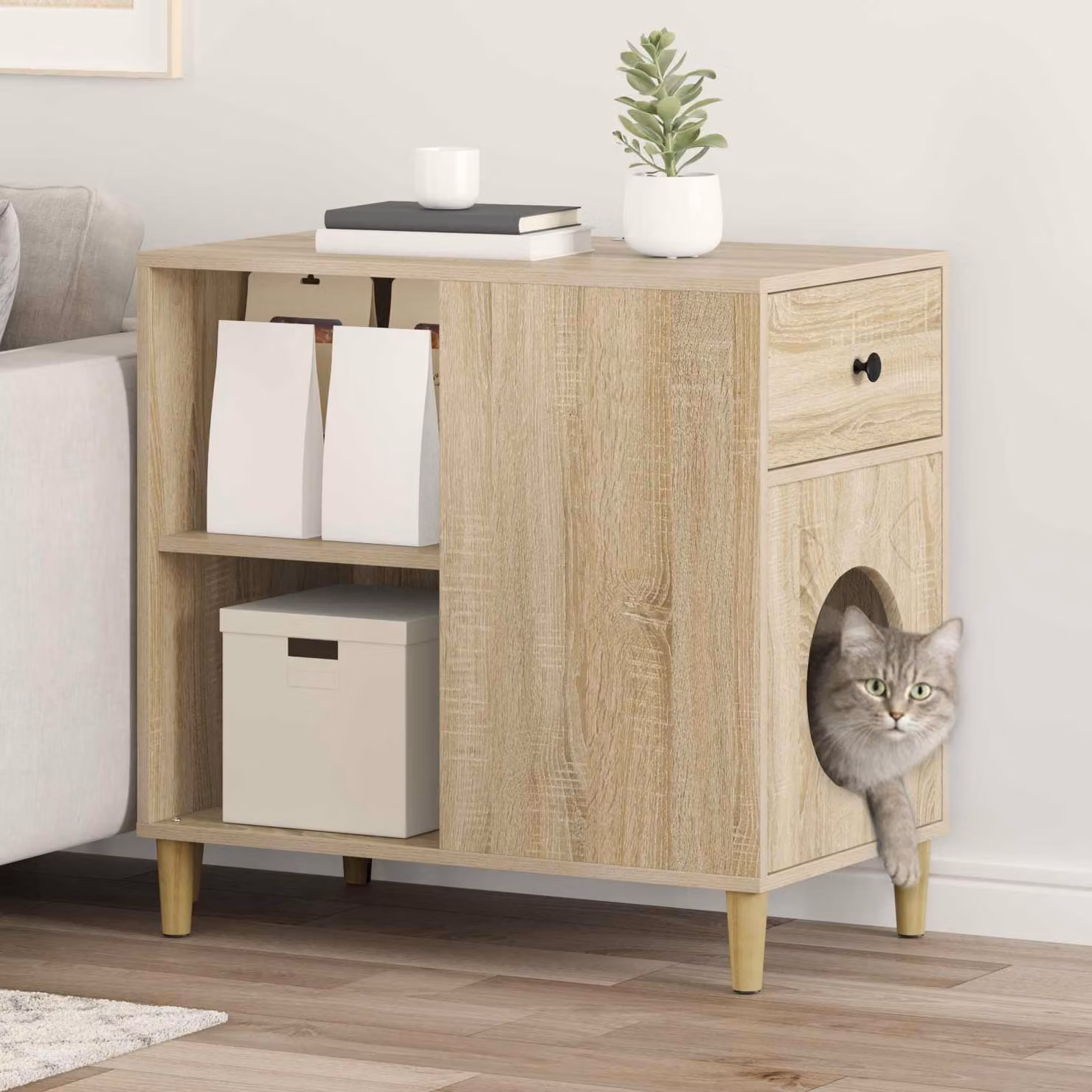 Casa per Gatti vidaXL in Rovere Sonoma, Colore Marrone, L 72 x P 42,5 x H 70 cm