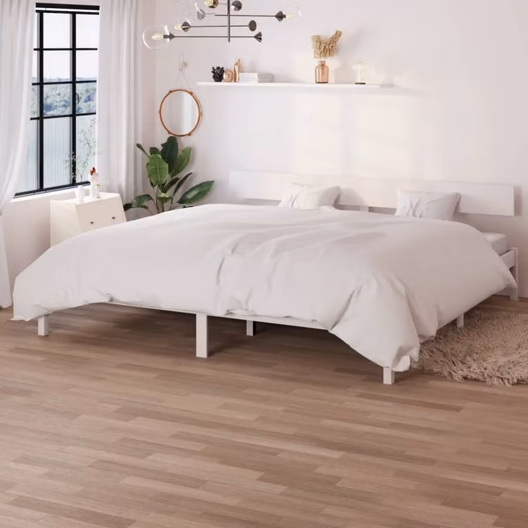 The Living Store Letto in legno massiccio di pino bianco 180x200 cm