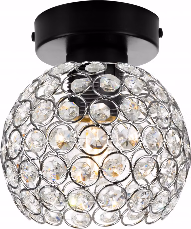 Lampadario Loft, Sfera Di Cristallo, Cromo, Led