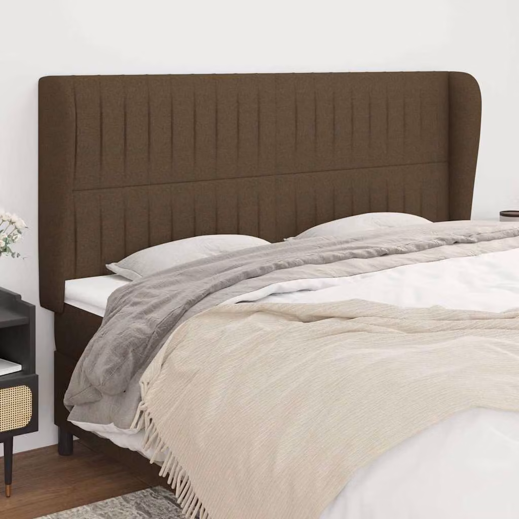 Testiera ad Orecchio vidaXL in Tessuto Marrone Scuro L: 203 cm, P: 23 cm, H: 118 cm – 1