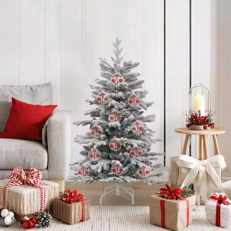 Set di 25 palline di Natale rotonde vidaXL in plastica, trasparente e rossa, Ø 10 cm