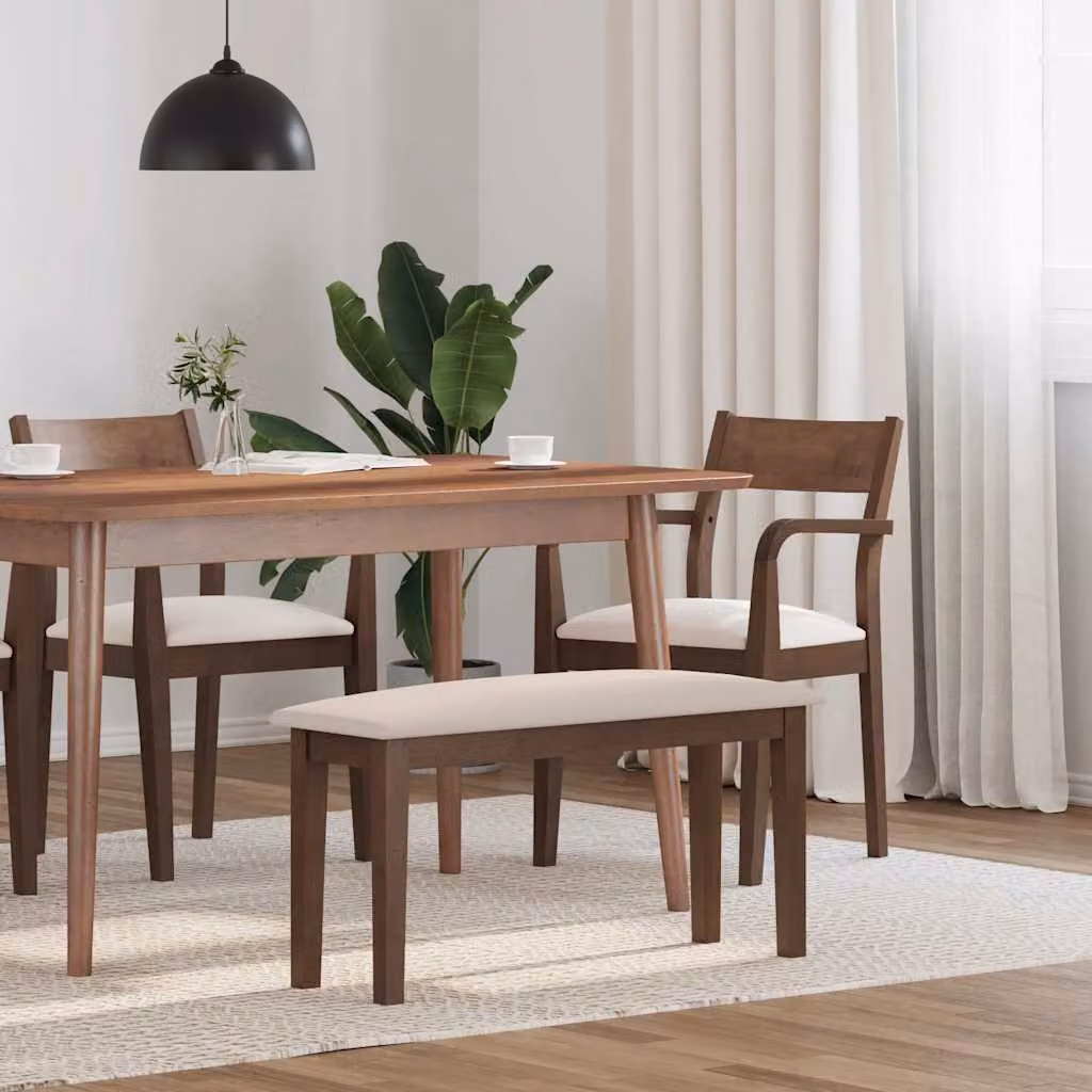 Panca moderna vidaXL in legno di Hevea marrone L: 90 cm, P: 30 cm, H: 46,5 cm