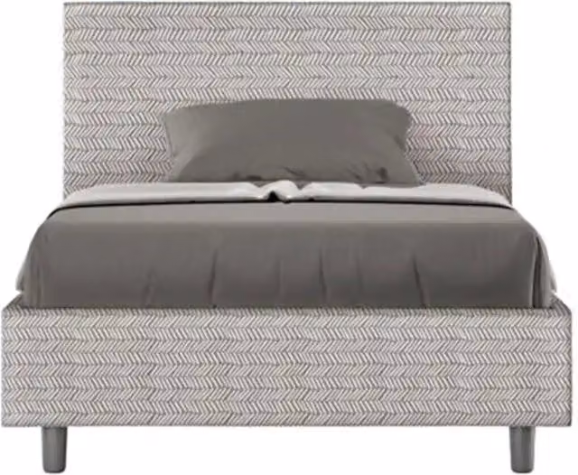 Letto una piazza e mezza senza rete imbottito 120x190 tessuto Aragona 1 bianco Adele