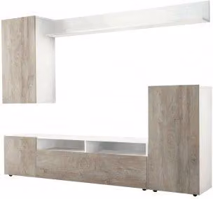 Parete Soggiorno Bridge Bianco e Rovere Chiaro cm 207 x 34 x 170 h