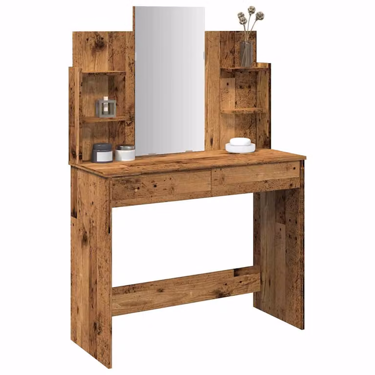 vidaXL Toeletta con Specchio in Legno e Vetro, Colore Marrone, L/P/H: 96 x 39 x 142 cm