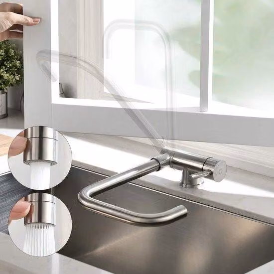 Miscelatore da cucina Famanu - Rotazione a 360°, inclinazione a 180° - Acciaio inossidabile