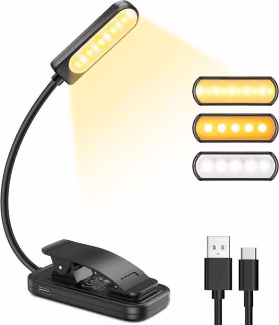 Lampada da lettura ricaricabile con luminosità regolabile – ideale per comodini