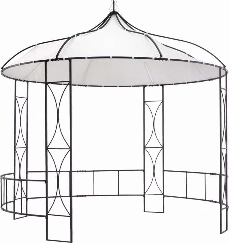 The Living Store Gazebo 300 x 290 cm Bianco Rotondo