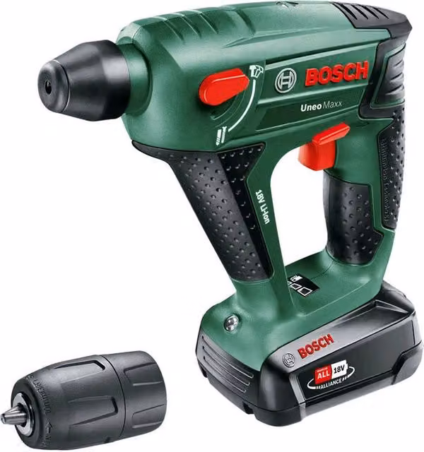 Martello Perforatore Bosch Uneo Maxx 18 V con Tecnologia agli Ioni di Litio, 900 giri/min, Nero Verde