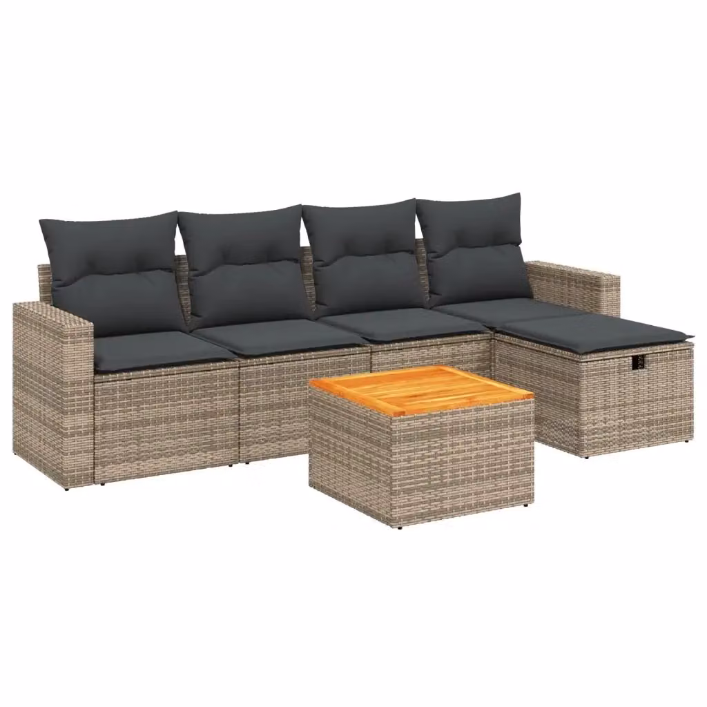 vidaXL Set Divano da Giardino a L 6 pz Grigio con Cuscini e Tavolino in Metallo e Tessuto Resistente ai Raggi UV – 2