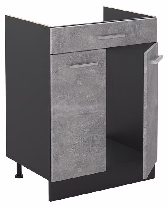 Mobiletto base cucina Vicco R-Line Calcestruzzo/Antracite 60 cm con cassetto senza piano di lavoro, Model 61085