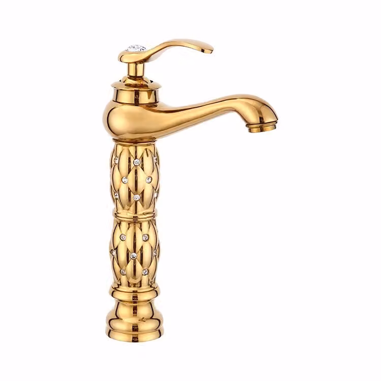 Rubinetto per lavabo KRAN retro GOLD cristalli in piedi KLIA LAUFERI glamour