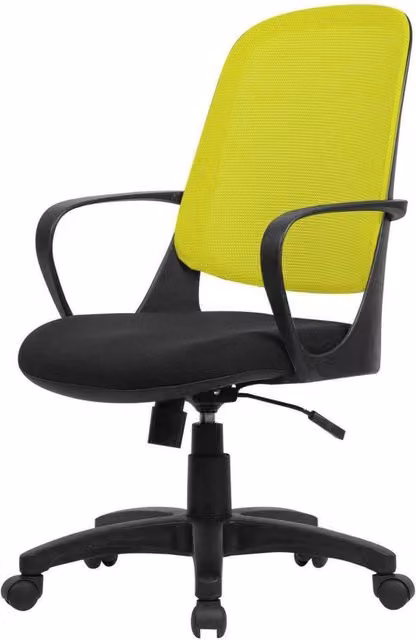 Sedia da ufficio DMORA Arcola, poltrona operativa ergonomica con braccioli e ruote, Nero e Giallo, L: 61 cm, H: 99/108 cm – 1