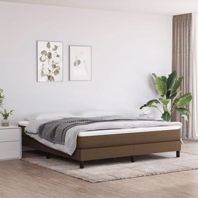 The Living Store Materasso a molle insacchettate marrone scuro 180x200x20 cm tessuto