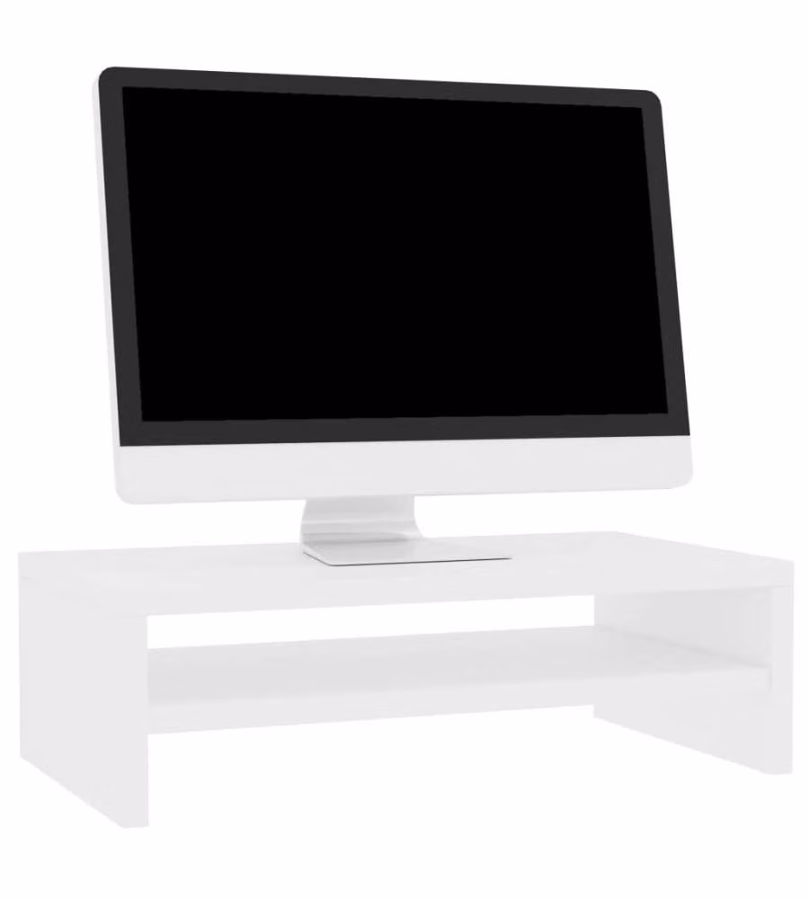 vidaXL Supporto per Monitor Bianco in Legno Multistrato con Design Minimalista L: 42 cm, P: 24 cm, H: 13 cm