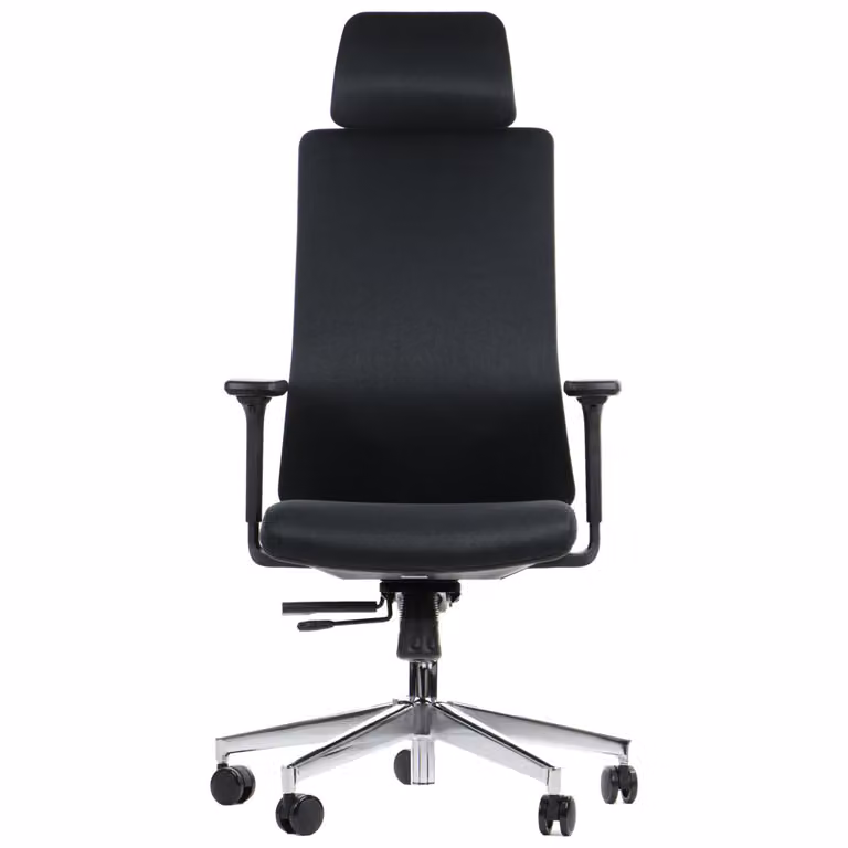 Sedia girevole ergonomica da ufficio AKCENT/F, base cromata, braccioli regolabili, seduta scorrevole (avanti-indietro), nera