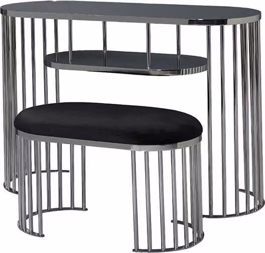 Schminktisch Hocker Schwarz Konsole Schmink Tische Tisch Konsolen Hochwertig