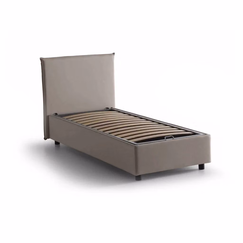 Letto singolo contenitore Alder di Talamo Italia con rivestimento in tessuto beige, adatto per materasso 90x200 cm – 2