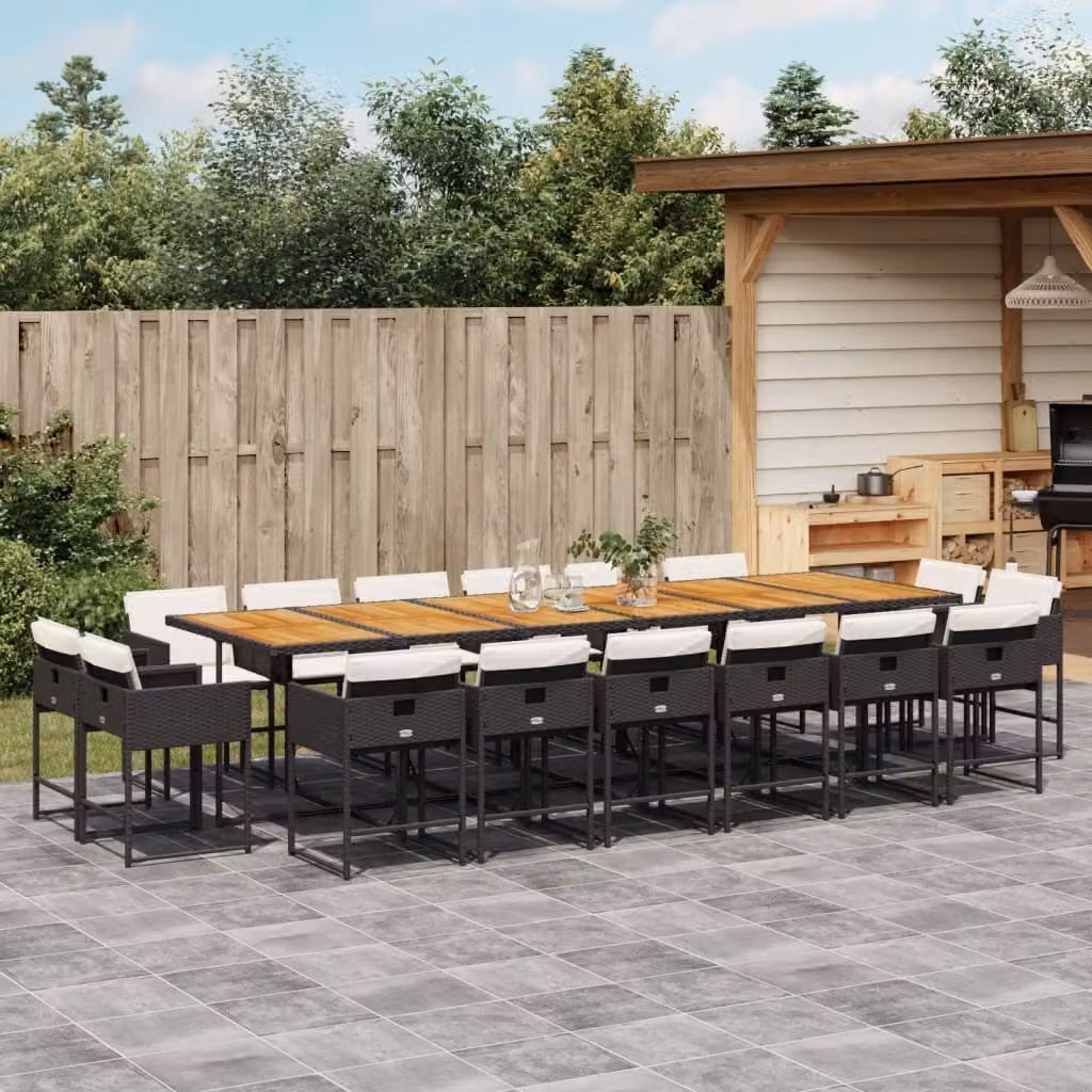 Maison Exclusive - Set da Pranzo da Giardino 17 pz con Cuscini Nero in Polyrattan