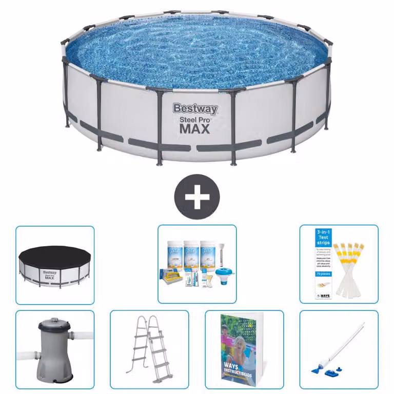 Piscina gonfiabile Bestway Steel Pro MAX, rotonda, 427x122 cm, composta da 6 parti, modello S658