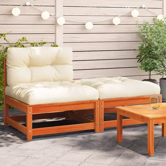 Divano da Giardino Senza Braccioli con Cuscini e Poggiapiedi-Sofa da Giardino-Divano da esterno 744130