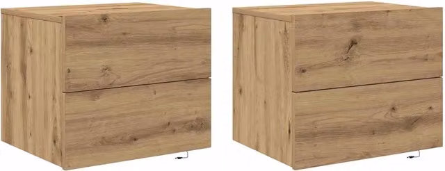 Set di 2 Comodini | Armadio da Notte | Mobiletto da notte Rovere artigianale 50 x 39 x 41 cm