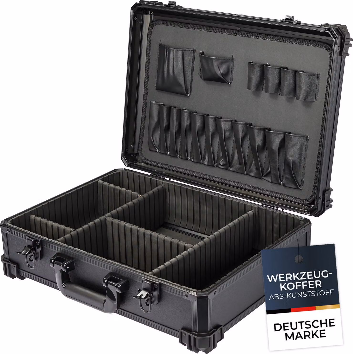 Cassa degli attrezzi HMF vuota, cassetta degli attrezzi grande con suddivisione personalizzata degli scomparti | 46 x 33 x 15 cm