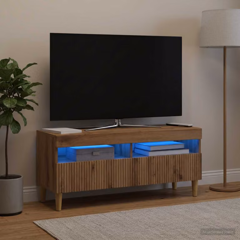 Mobile TV LED vidaXL ARNHEM in Rovere Artigianale Marrone L: 100 cm, P: 35 cm, H: 43 cm