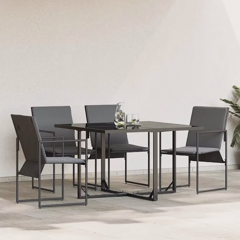 Set di 4 sedie da giardino vidaXL in textilene e acciaio verniciato nero e antracite con braccioli