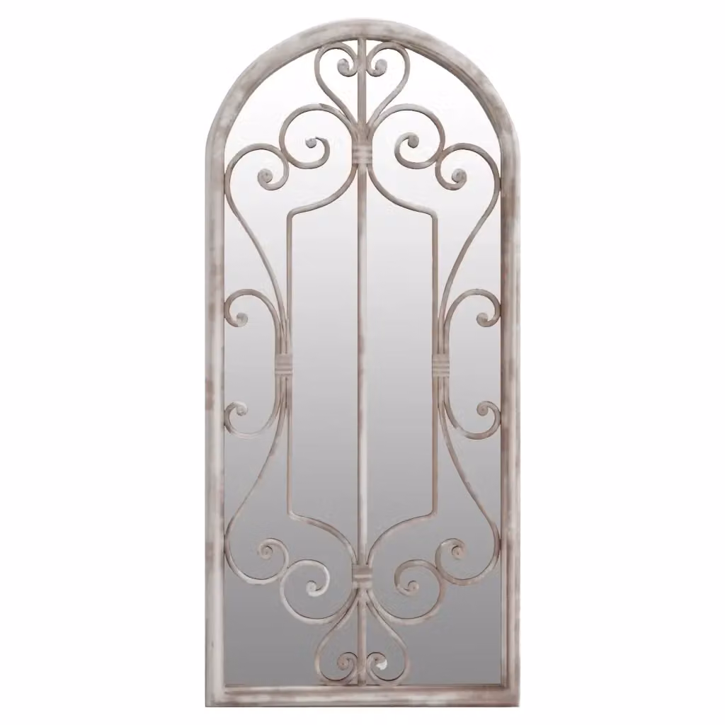 Specchio da parete rettangolare vidaXL in metallo e vetro, colore sabbia/beige, L: 100 cm, H: 45 cm, P: 1 cm – 2